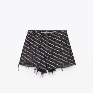 Alexander Wang Black Jean Shorts Distressed High-Waisted
